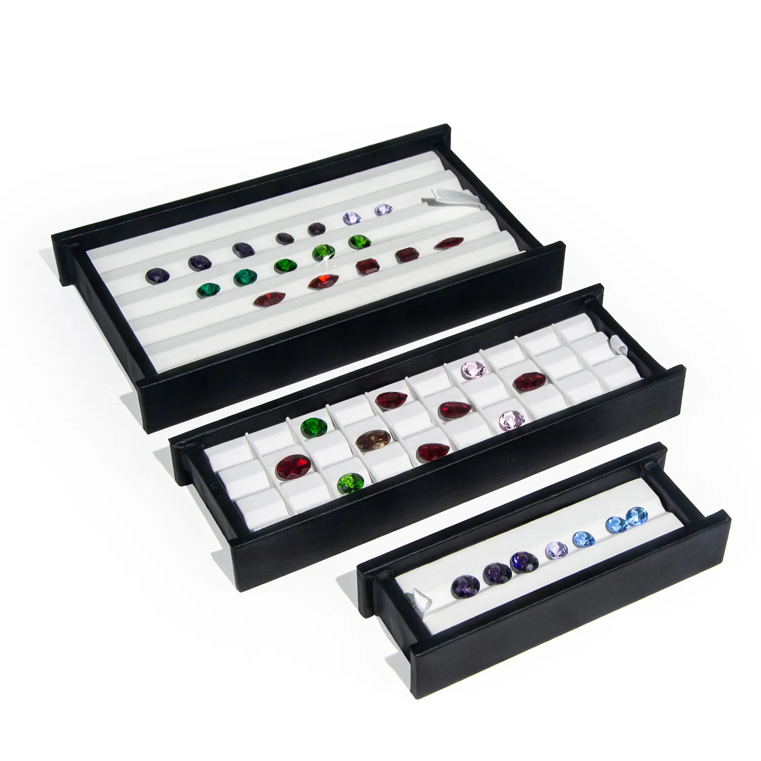 Set Kotak Batu Permata FORTE Kemasan Besar Berlian Permata Kemasan Kotak Penyimpanan Perhiasan Tampilan Baki Perhiasan Kulit Indah
