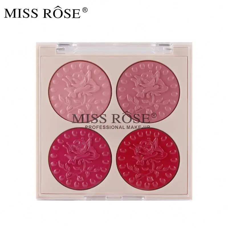 Bandeja de brilho labial Miss Rose 4 cores, bandeja hidratante e fácil de colorir, batom duradouro, à prova d'água, fácil de transportar