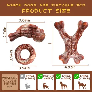 Yeni çevre dostu ısırmaya dayanıklı naylon köpek oyuncakları diş çıkarma kemik şekli köpek çiğneme oyuncakları köpek oyuncakları ağır Chewers için - Product Image 5