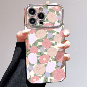 15PRO เมฆทิวลิปแบบนิ่มรวมทุกอย่างสำหรับสร้อยข้อมือ iPhone 12เคสป้องกันชุบด้วยไฟฟ้าหน้าต่างขนาดใหญ่ทนทาน TPU - Product Image 2