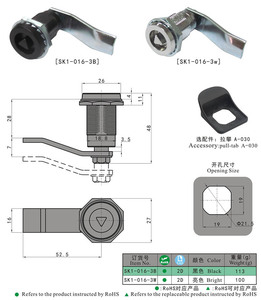 SK1-016-3W亜鉛合金圧縮カムロック三角型キャビネットドア用キーカムロック - Product Image 6