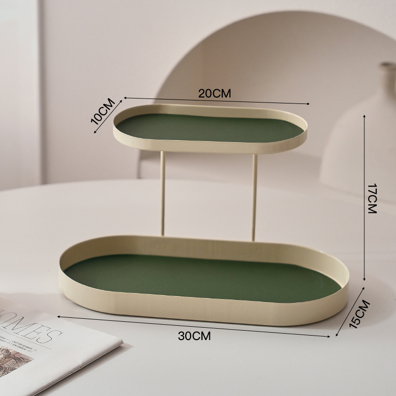 Oval double-layered (white) dark green leather