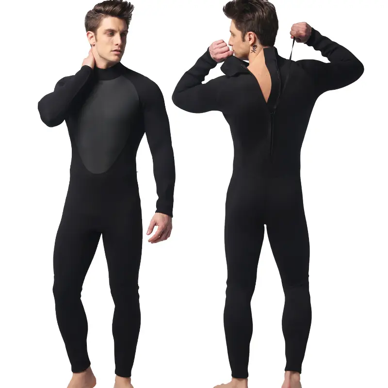 Ultra streç 3mm neopren Wetsuit, geri Zip tam vücut dalış şnorkel dalış elbisesi erkekler için şnorkel, yüzme, sörf
