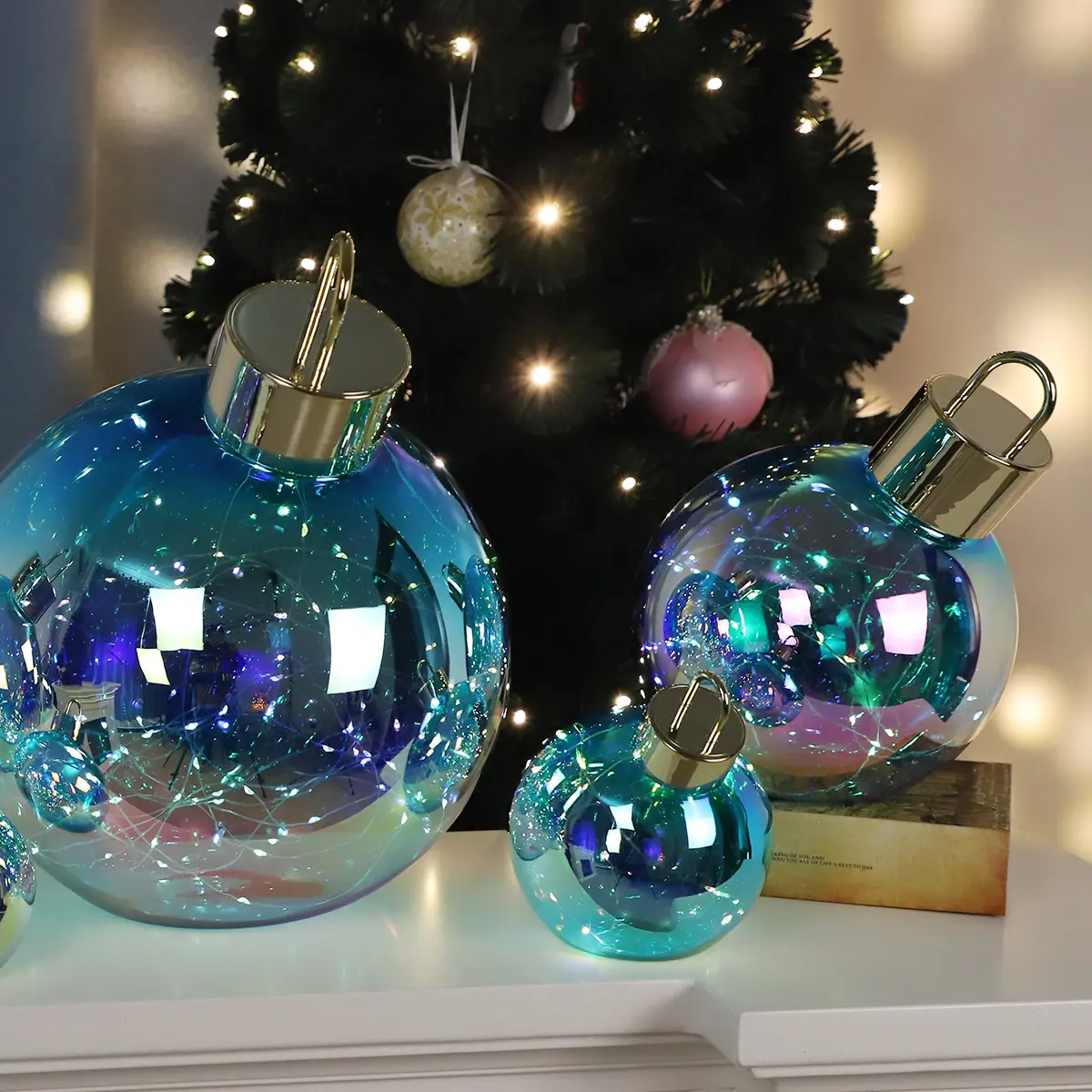 100 оптовая продажа прозрачный стеклянный Рождественский шар украшения внутри для свадебной вечеринки