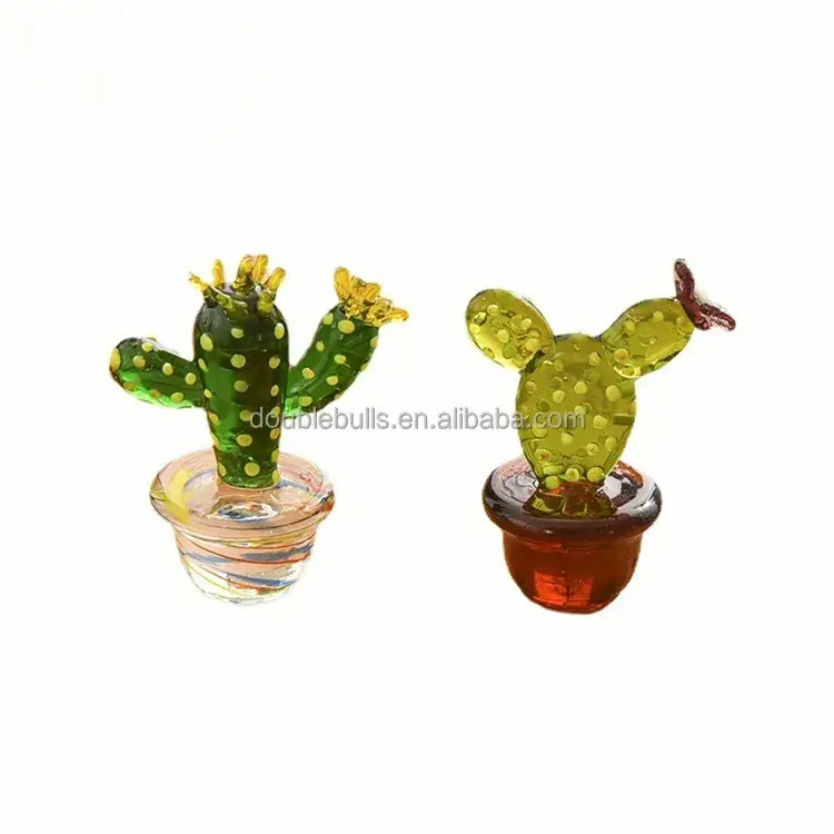 Mini cacti ornamentos de vidro desenho, ornamentos de cacti, micro acessórios de paisagem, decoração de mesa, vidro