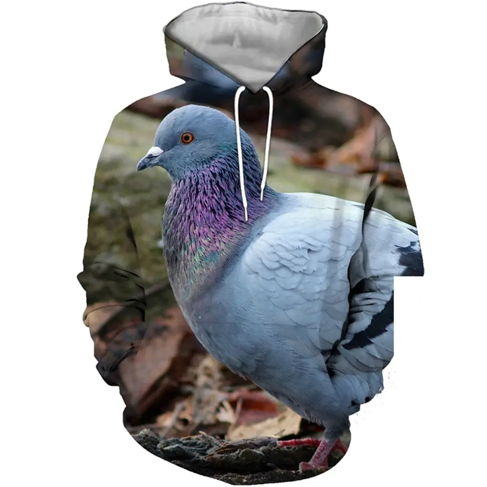 Fitspi Uniforme de béisbol informal Serie de impresión digital 3D Suéter Pájaros Impreso Sudadera con capucha