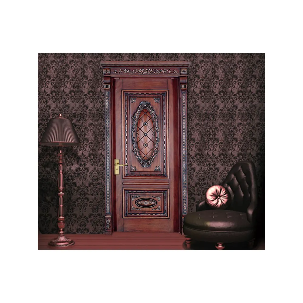 Lusso interno camera da letto appartamento design semplice porte in legno intagliato a mano teak design classico porte da ufficio