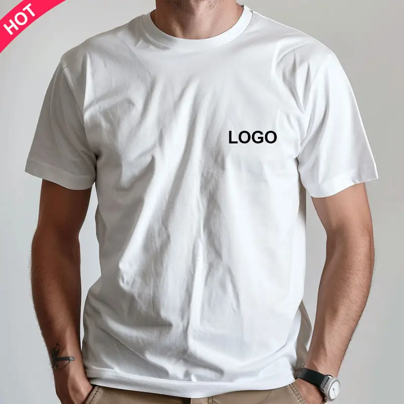 Camiseta de algodão em branco para homens, camiseta de tamanho grande com ombro caído, estampa personalizada de alta qualidade, camiseta pesada