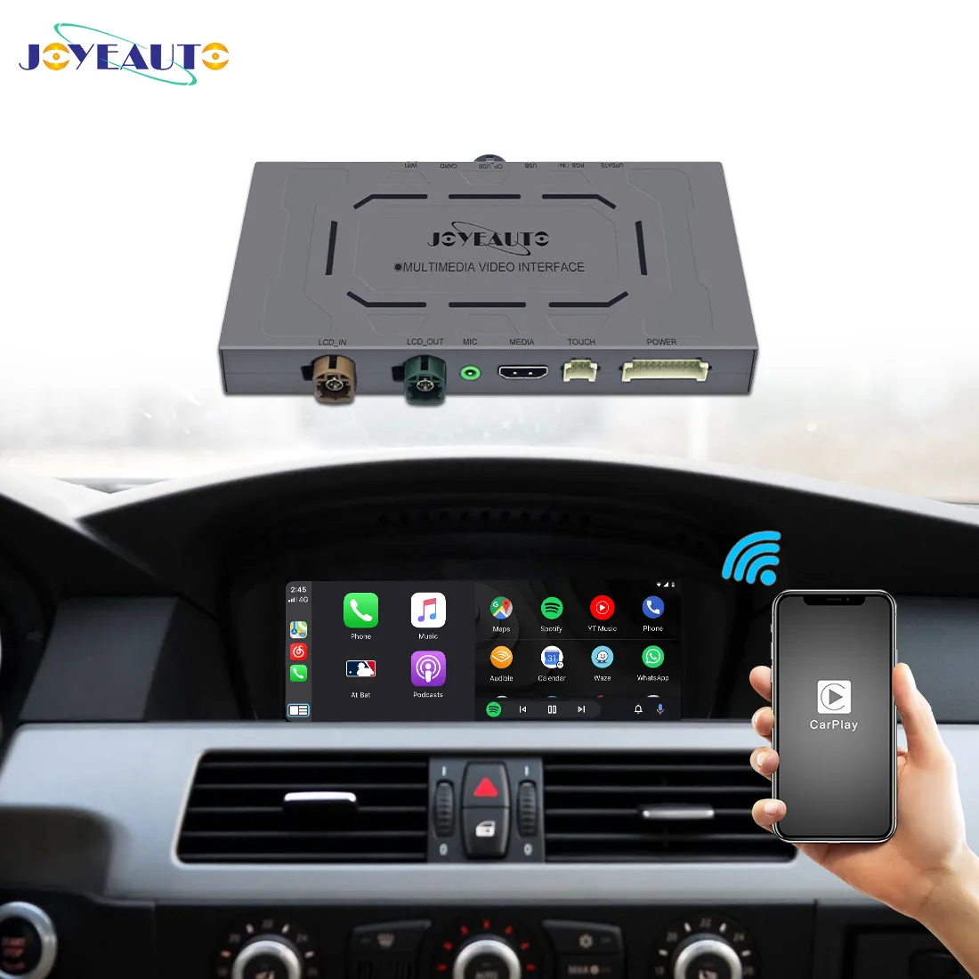 Joyeauto modul Carplay otomatis Android Carplay Apple nirkabel untuk BMW CCC HU 2003-2009 MY BMW X5/5 Seri antarmuka Carplay OEM 4k