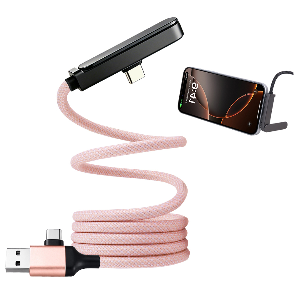 Support de téléphone magnétique rose Câble de charge rapide 60 W