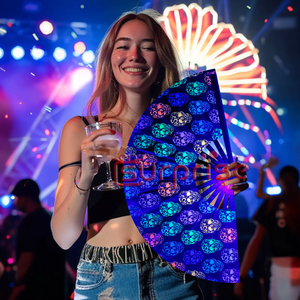 Lớn 13-inch UV Glow gấp tay Fan người đàn ông phụ nữ popping dòng Dancing Fan cho Giáng sinh bên âm nhạc lễ hội tre thủ công - Product Image 5