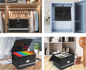 Caja organizadora de archivos de PP ignífuga portátil con tapas y cerradura, Asa organizadora de carpetas de PP A4 para organizar documentos importantes - Product Image 5