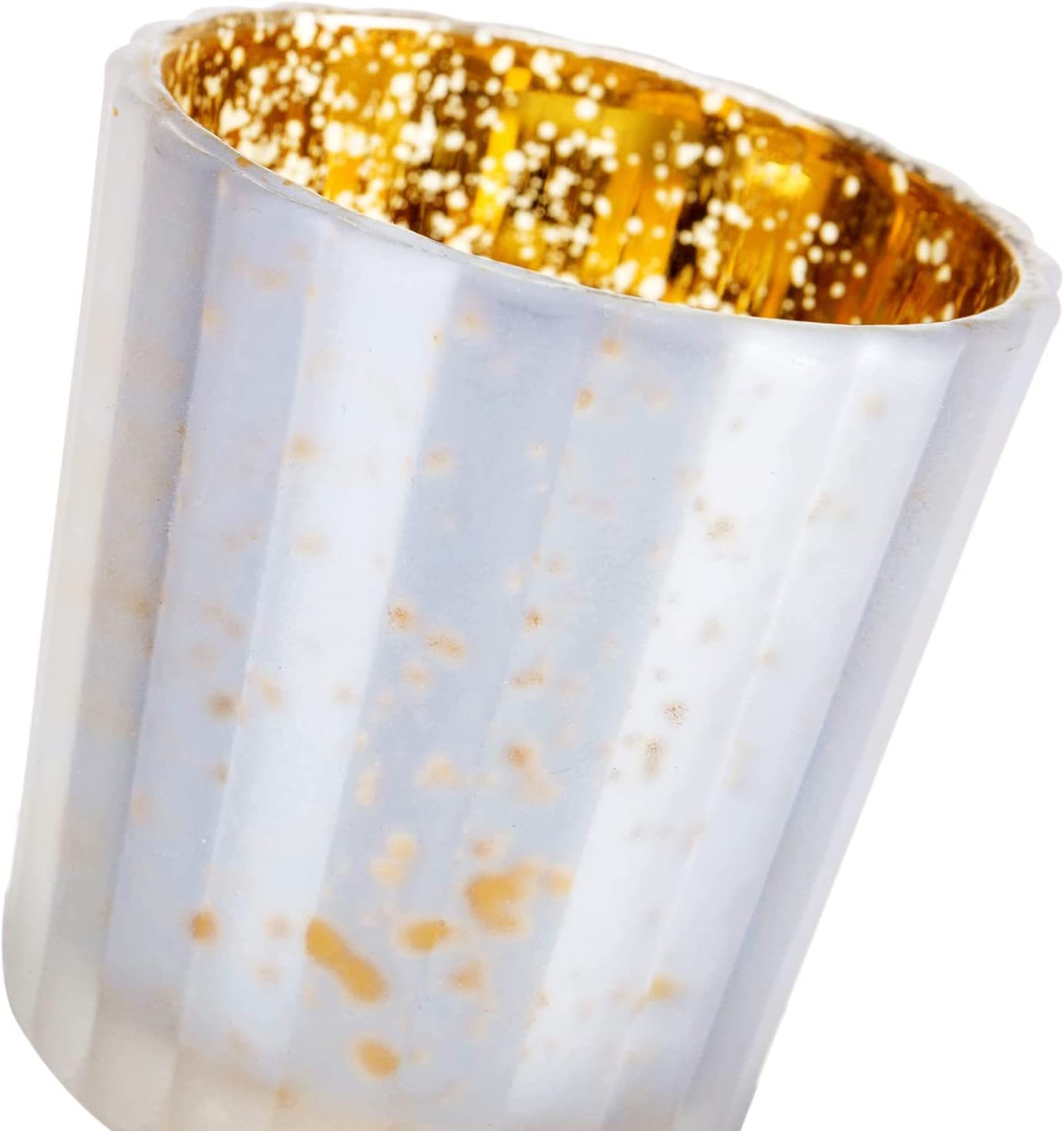 6 Pcs Pack Silver + Gold Speckled Mercury Glass Votive Candle Holder Bulk Candle Holders