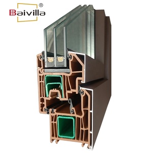 低EガラスオープンアウトアルミクラッディングシステムU Pvc Windowsエネルギー効率の良い熱断熱スイングホームウィンドウ - Product Image 4