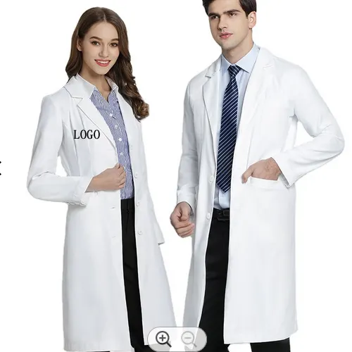 2023 Hot Sale Doctor White Cotton Hospital Medical Lab Coat para homens Doctor personalizado