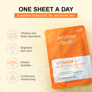 Vente en gros de masque facial éclaircissant à la vitamine C 30ml * 5 masque facial personnalisé en feuille de fruits hydratant blanchissant et hydratant en profondeur - Product Image 4