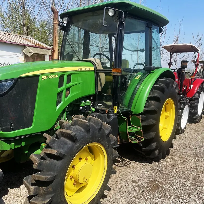 Tractores de segunda mano con ruedas, maquinaria agrícola pequeña y compacta, 4X4wd johnn deer 5e 1004 100hp