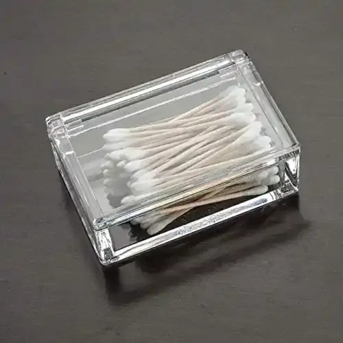 Temizle dikdörtgen akrilik pamuklu çubuk saklama kutusu mücevher kutusu pamuklu çubuk depolama kavanoz ekran için sadece