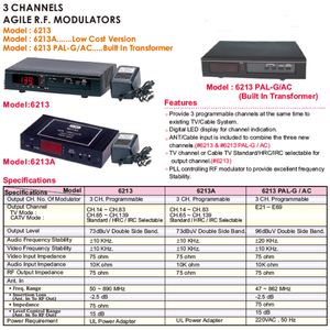 Factory Hot Sales Mini-Mod Triple Channel <strong>Input</strong> 3CH Agile UHF/CATV RCA AV to RF CATV Analog <strong>Modulator</strong> - Product Image 4