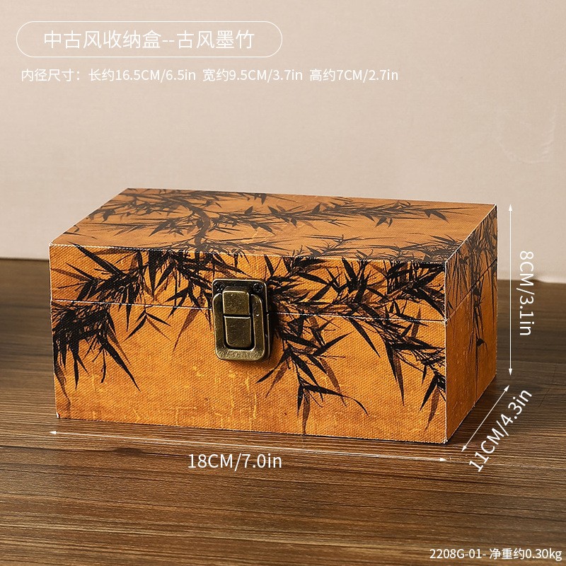 2208G-01 Caja de almacenamiento estilo vintage - Diseño de bambú antiguo