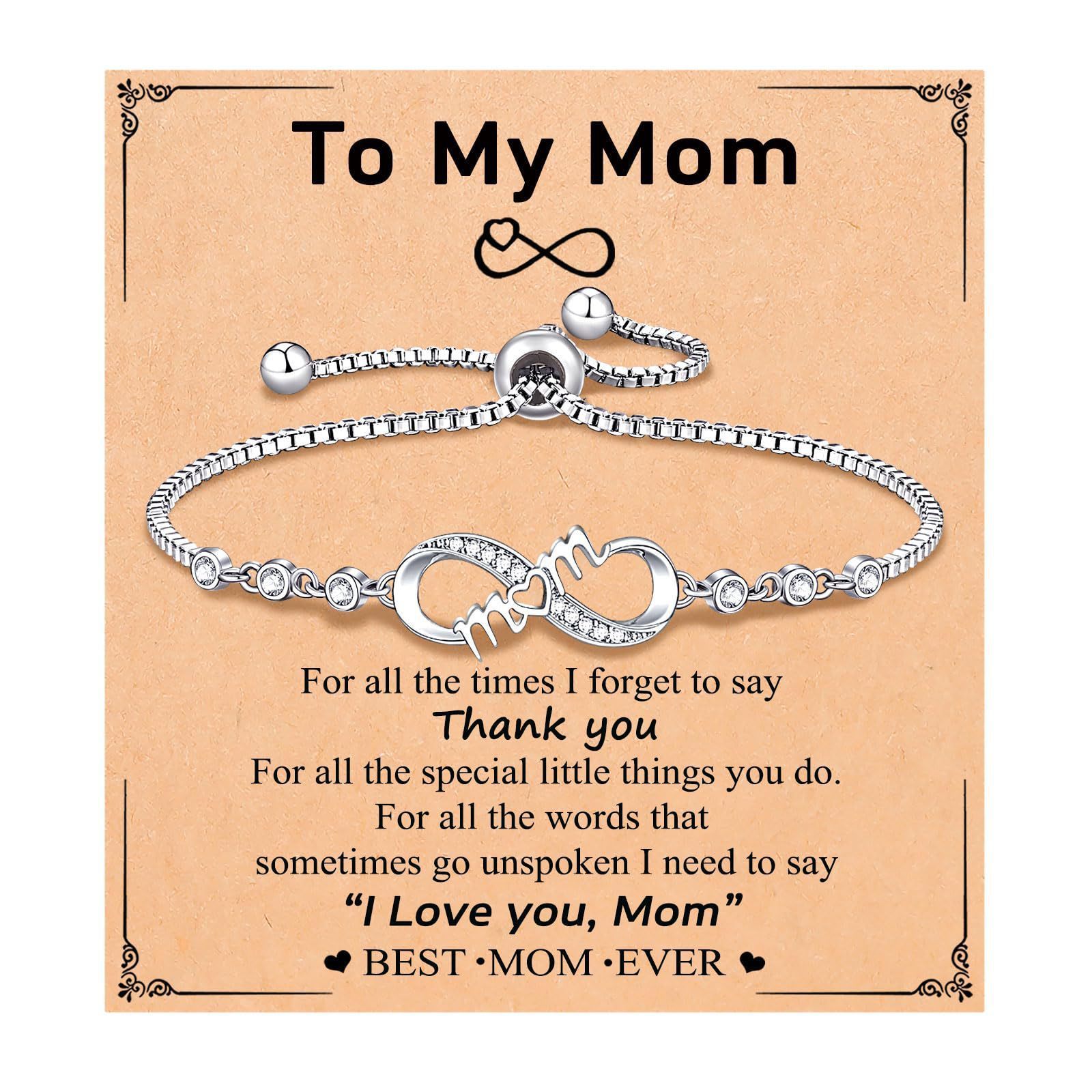 To my mom card + infinity symbol bracelet