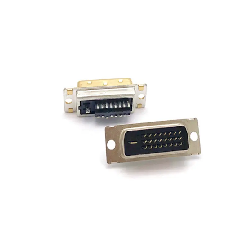 Mini DVI Connector Straight Male 24+1 25 Straddle Type Through Hole Metal DVI-D Straddle Connectors for PCB Mount DVI 24+1