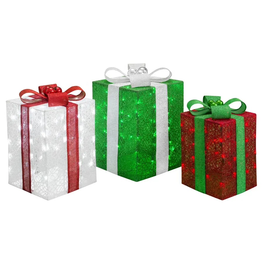 Vacaciones 3PK 180L caja de regalo de Navidad motivo luces para decoración al aire libre