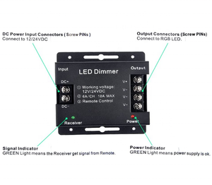 PWM DC12 / 24V 18A светодиодный диммер переключатель беспроводного управления яркостью светодиодные ленты Диммер с сенсорным экраном RF пульт дистанционного управления - Product Image 2