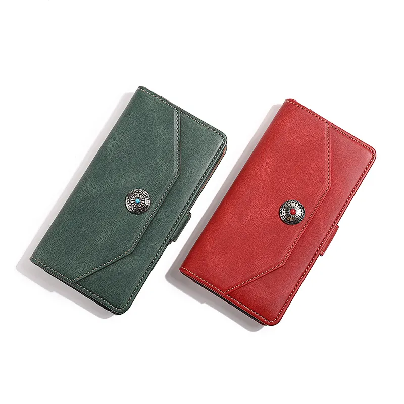 Nuevo producto, funda de teléfono de estilo libro de cuero magnético con soporte de ranura para tarjeta para iPhone 15 Pro, funda tipo billetera