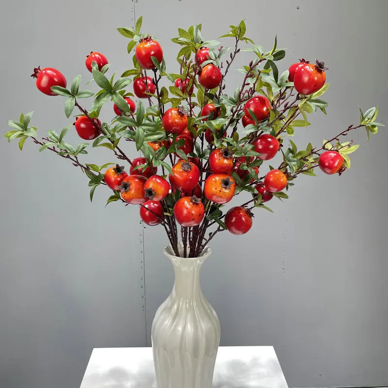 Fiori artificiali melograno ramo secco simulazione frutta bacche finte Bouquet giardino floreale decorazioni per feste a casa