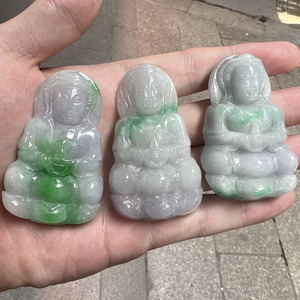 Bruma จี้หยกสำหรับผู้หญิง,เครื่องประดับ DIY จี้หยกเจ้าแม่กวนอิมสีขาวและสีเขียวขนาด50มม.