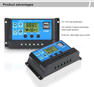 Voll automatischer Solar pumpens teuerung 12V 24V 10A 20A 30A Solar laderegler mit zwei USB-Ausgängen 5V/2A PMW-Regler