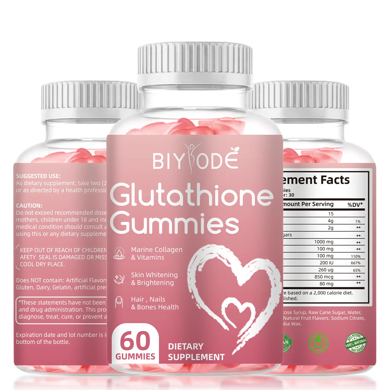 BIYODE glutathione liposomal collagen wholesale custom private label l-glutathione skin whitening dietary supplement gummies