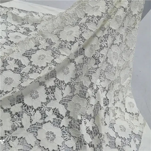 new arrival embroidered white guipure cord lace fabric fashion net embroidery fabric