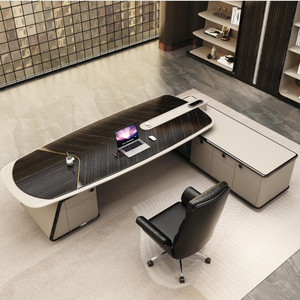 Modern <strong>Executive</strong> Office Furniture L Shape CEO Boss Manager <strong>Computer</strong> Table with Ergonomic Edge Modular Add-ons - Product Image 2