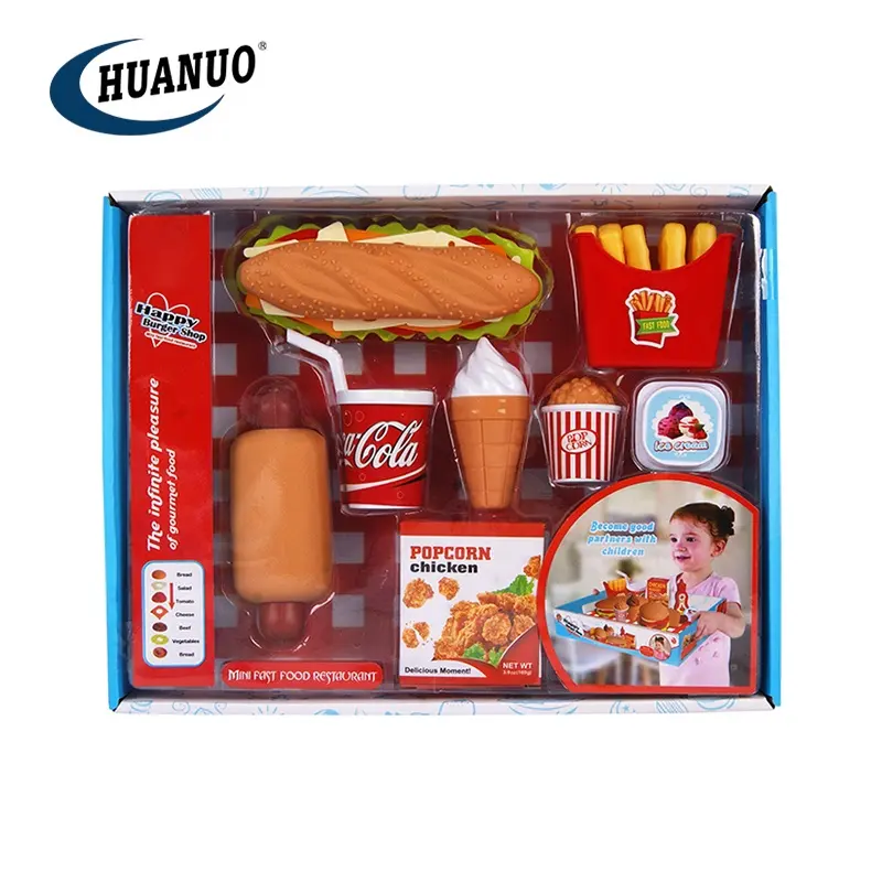 new arrival play house burger toy set fast food plastic hamburger toy for children