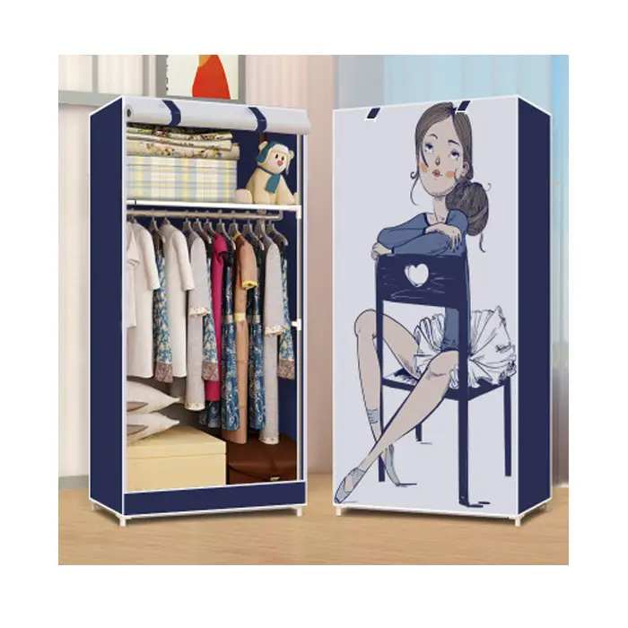 New安い折りたたみPlastic Canvas Fabric Clothes Storage Organiser Wardrobe Bedroom Furniture Cupboard