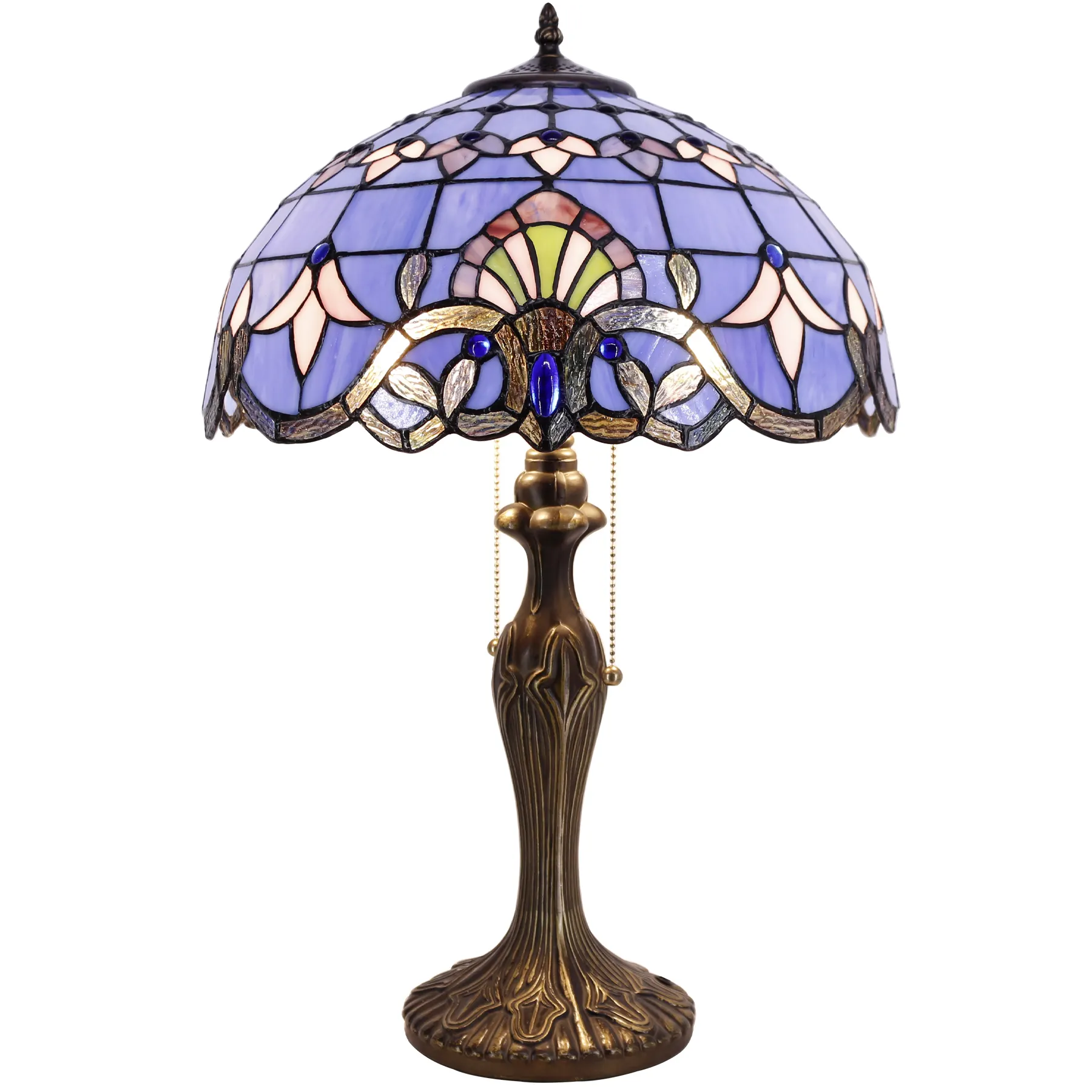 16X24 pulgadas vidrieras cabecera Reahding escritorio iluminación lámparas lavanda azul estilo barroco lámpara de mesa fábrica venta al por mayor luz