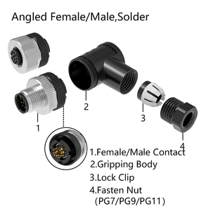A B D โค้ด IP67ขั้วต่อแบบวงกลมอุตสาหกรรมกันน้ำ M12 4/5/8pin ประเภทบัดกรีการประกอบฟิลด์มุมฉากปลั๊กแบบไร้สาย - Product Image 4