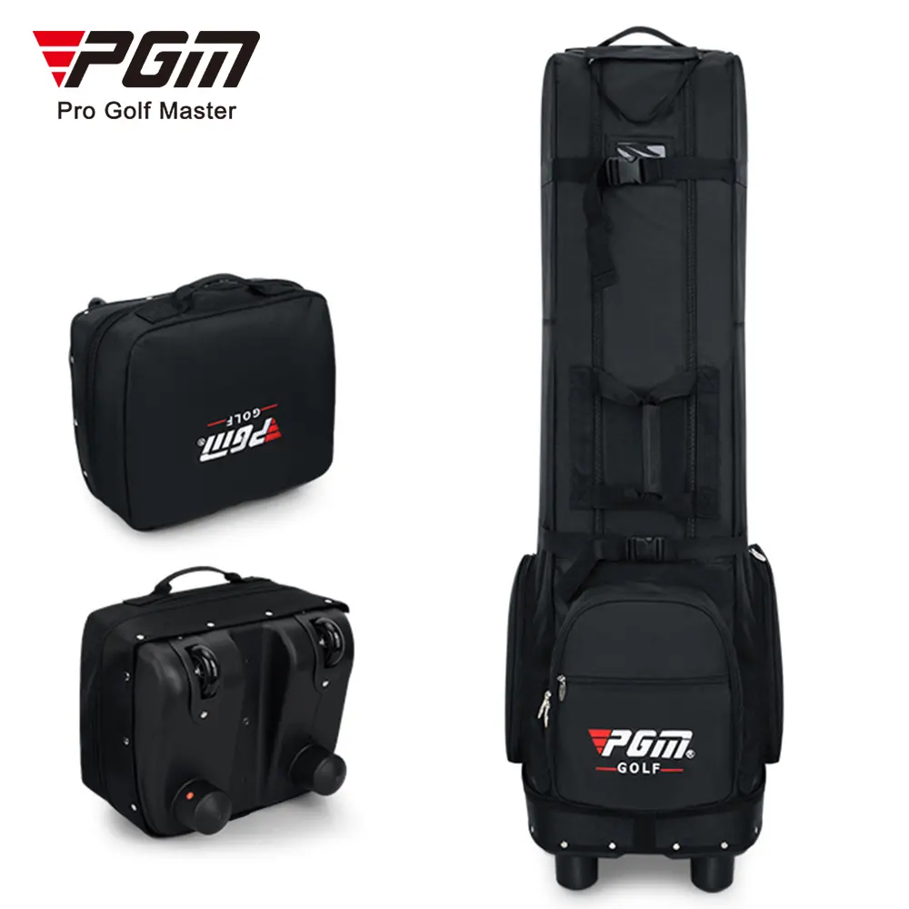 PGM Golf Túi Du Lịch Với Bánh Xe Bền Nylon Không Thấm Nước Đen Golf Du Lịch Bìa Bag Tour Golf Bag