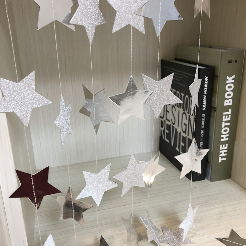 colorful Silver glitter stars silver mirror stars