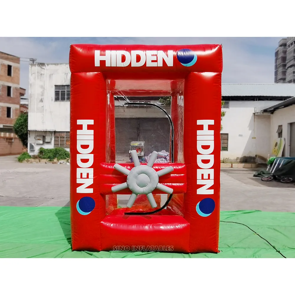 Máquina inflable para dinero en efectivo, con logotipo personalizado impreso, para niños y adultos, fiestas divertidas o entretenimiento, 2x2m