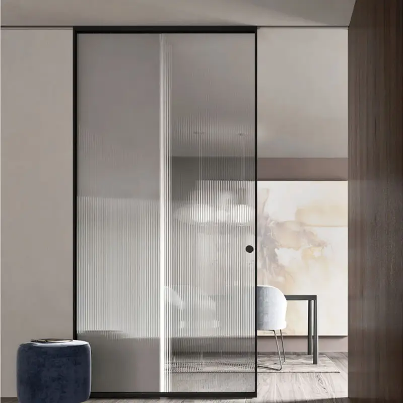 Proveedor de China, venta al por mayor, último diseño de vidrio de puertas de entrada de baño, puerta de baño de aluminio blanco