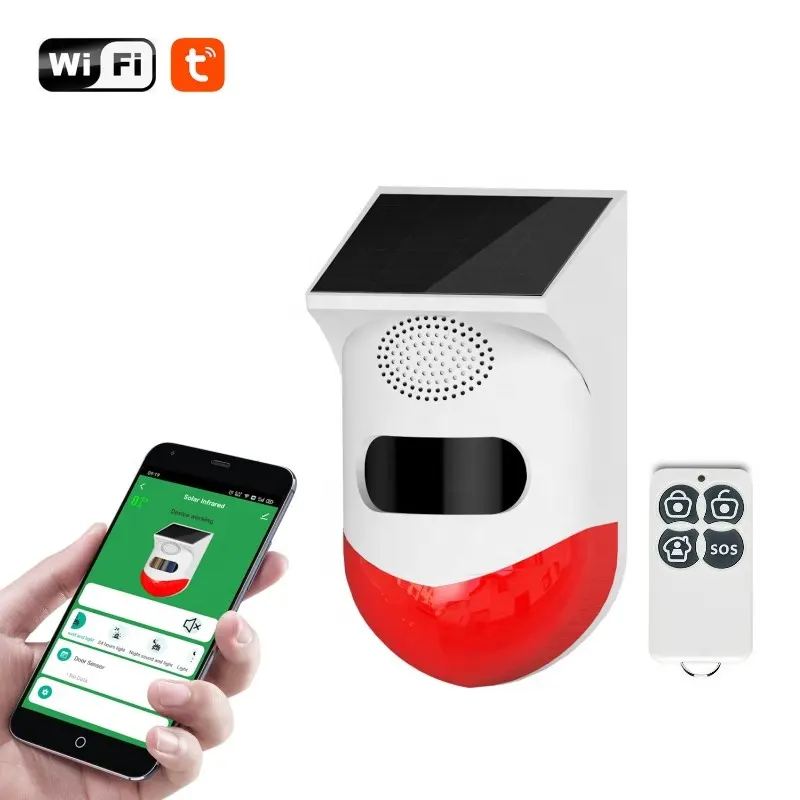 Tuya-sistema de alarma de seguridad para el hogar, Detector de alarma inteligente PIR con WiFi, infrarrojo Solar, inalámbrico, impermeable, antirrobo