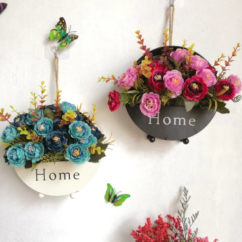 Nuovo Design appeso a parete Decor Shelf vaso di fiori Modern Home Decor Room Decoration Storage Box creativo rotondo ornamento floreale