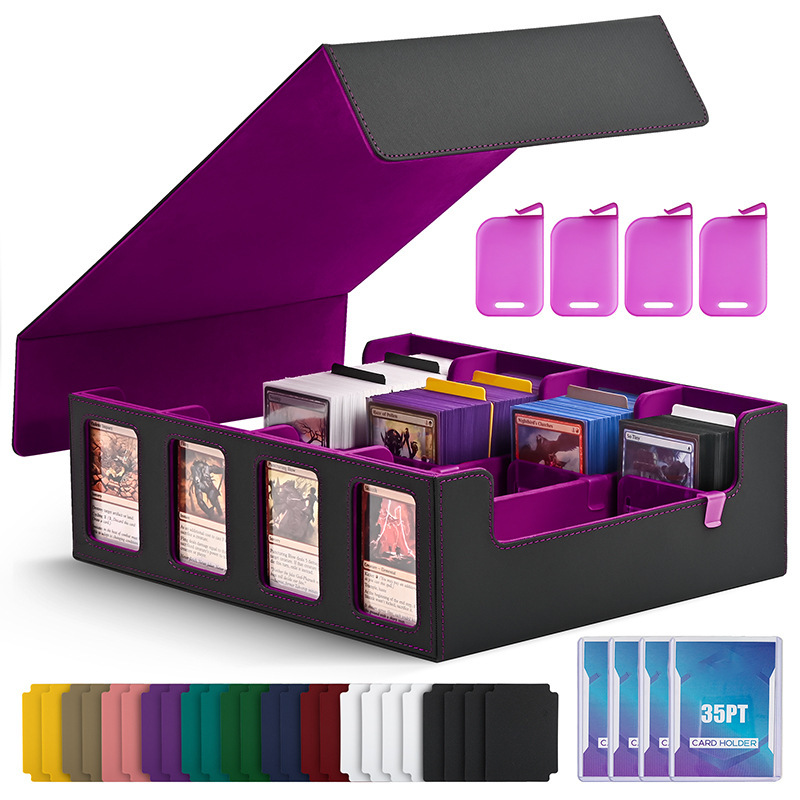 Cuatro filas negro púrpura - 4 fundas para cartas - 4 clips - 12 separadores