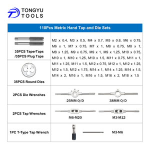 110-teiliges Metrisches Gewindeschneidsatz-Set mit Gewindebohrern, Schneideisen und Schraubenschlüsseln für Schraubenreparatur und Metallbearbeitung im Kunststoffkoffer - Product Image 2