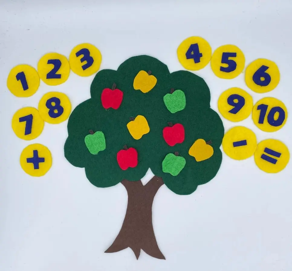 बच्चों के शैक्षिक सेब के पेड़ ने महसूस किया सेब पेड़ संज्ञानात्मक जोड़ी गणित शिक्षण सहायता खेल खेल