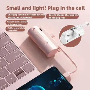 Mini Power Bank 10000mah <strong>Small</strong> Capsule 5000mah Pocket for <strong>apple</strong> Power Bank Compact Build in Cables Mini Power Bank - Product Image 2