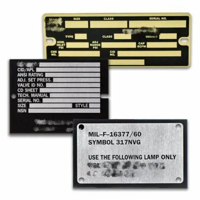 Placas de identificação de metal com logotipo personalizado e formato, etiquetas de corte a laser, gravação a laser, placas de identificação de metal